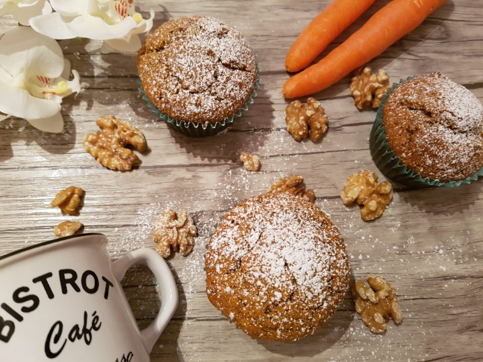 Vegan muffins with carrots and nuts